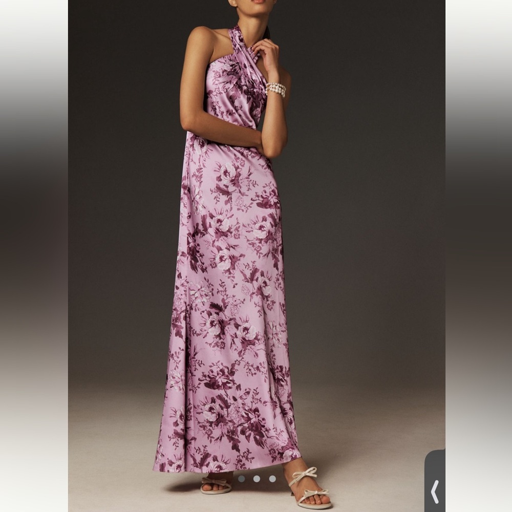BHLDN One Shoulder Floral Lavender Dress